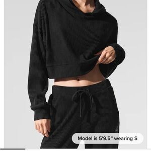 Alo Muse Hoodie Black Ribbed